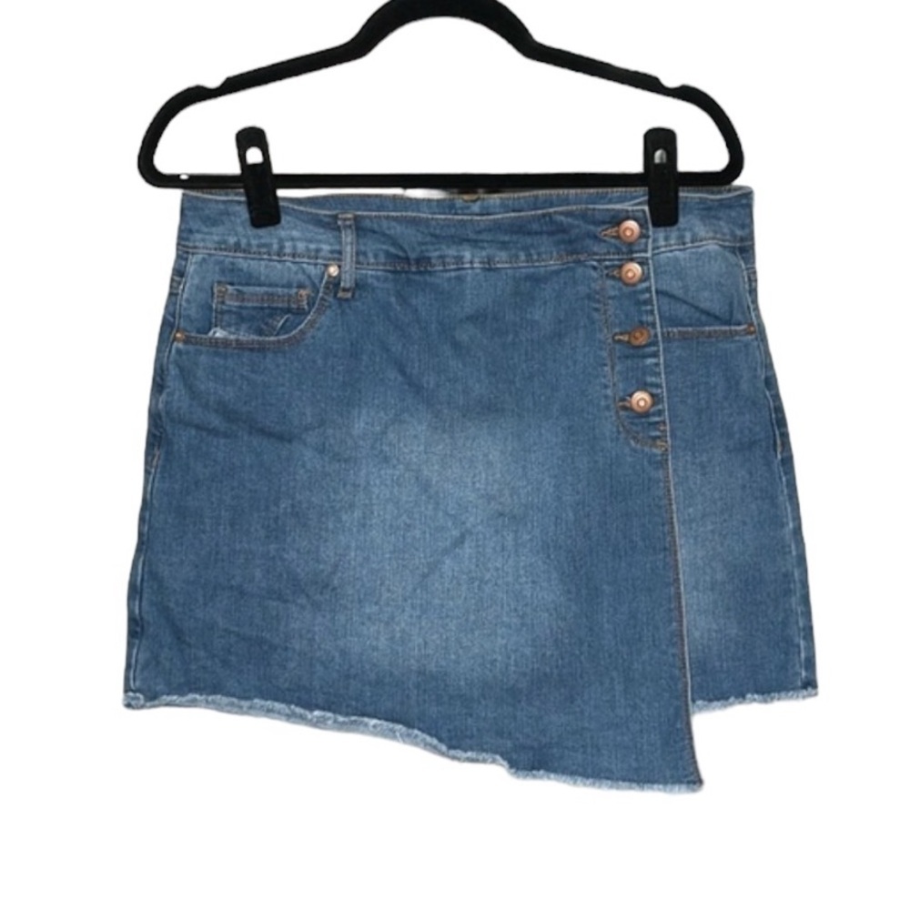 Energie | Faux Wrap Blue Jean Mini Skirt Size 13